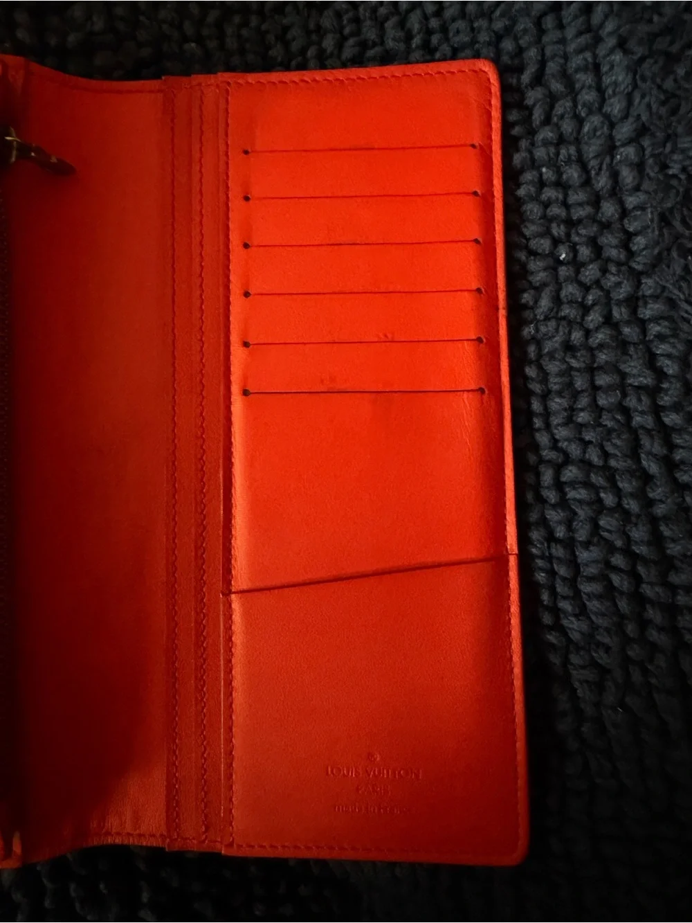Louis Vuitton Red Brazza Long Leather Unisex Bifold Wallet